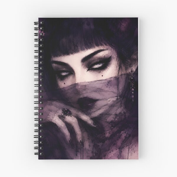 Item preview, Mysterious Veiled Woman Dark Goth Watercolor Art designed and sold by bellaever.