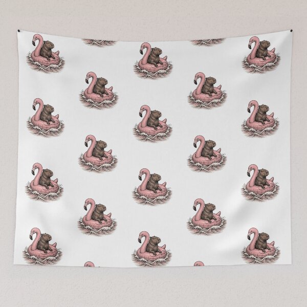 Item preview, Capybara Riding a Pink Flamingo Float designed and sold by SOUFIANE1991.