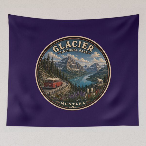 Item preview, Glacier National Park Sticker | Montana Mountain Badge | Hidden Bigfoot Edition designed and sold by Swanny's Custom T-shirt and Gift Designs.