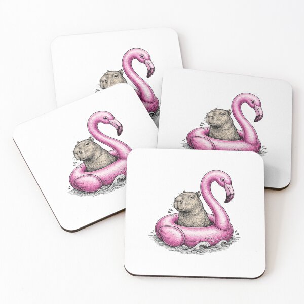 Item preview, Capybara Riding a Pink Flamingo Float designed and sold by SOUFIANE1991.