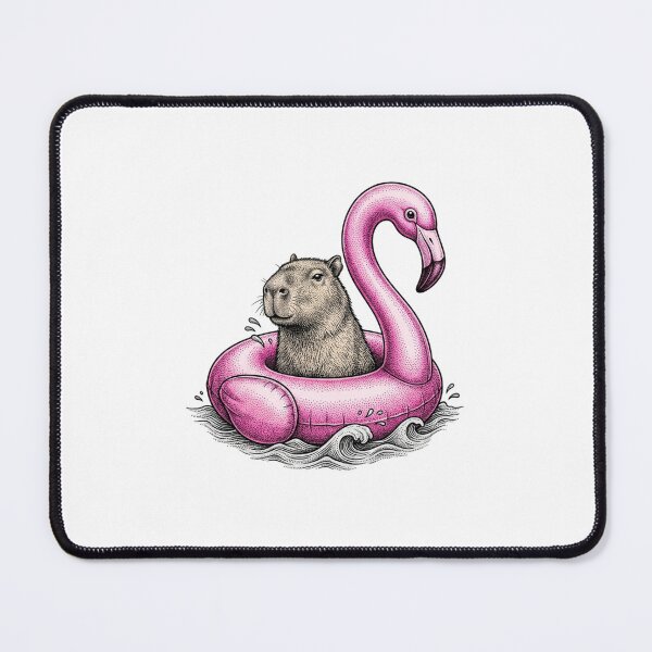 Item preview, Capybara Riding a Pink Flamingo Float designed and sold by SOUFIANE1991.