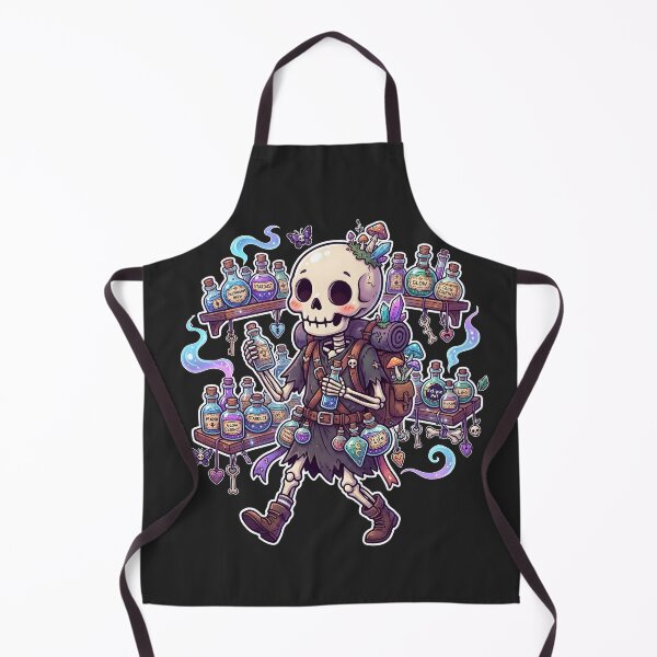 Item preview, Skeleton Alchemist Carrying Traveler Backpack Holding Magic Potion Bottles designed and sold by MisteryDesigner.