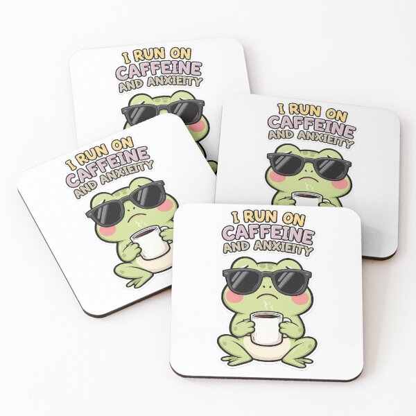 Item preview,  Run On Caffeine And Anxiety Funny Frog Coffee Shirt | Kawaii Introvert designed and sold by Arties4Bread⭐⭐⭐⭐⭐.