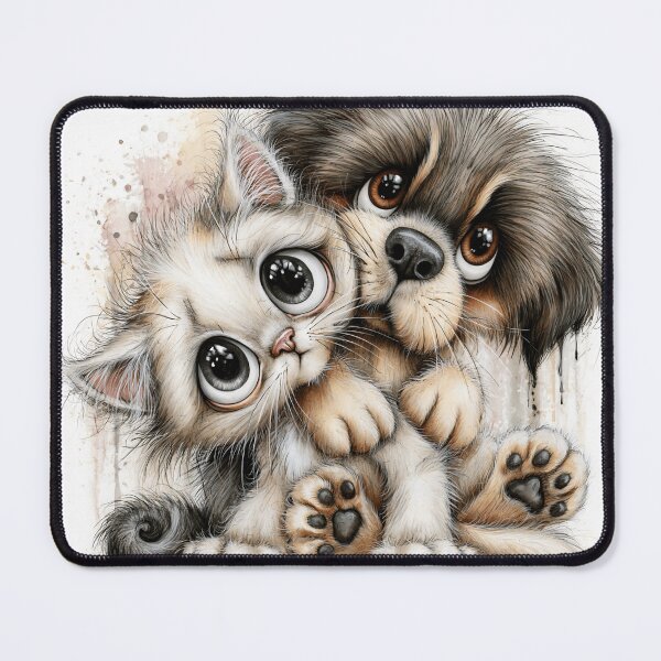 Item preview, Cute dog and cat caricature cartoon designed and sold by dcrc.
