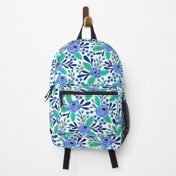 Item preview, Blue boho blooms floral pattern designed and sold by Jennifer Ladd.
