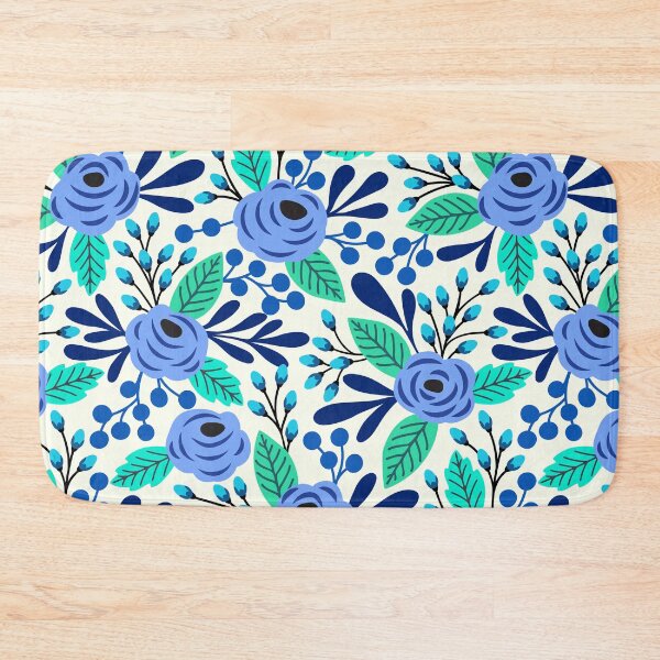 Item preview, Blue boho blooms floral pattern  designed and sold by Jennifer Ladd.