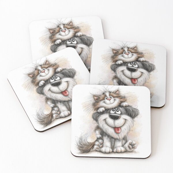Item preview, Cute dog and cat caricature cartoon designed and sold by dcrc.