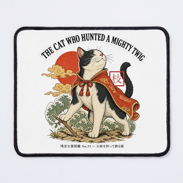 Item preview, The Cat Who Hunted a Mighty Twig — Funny Hunter Cat Tee designed and sold by nurusubetei.