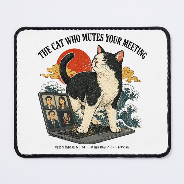 Item preview, The Cat Who Mutes Your Meeting — Funny WFH Cat Tee designed and sold by nurusubetei.