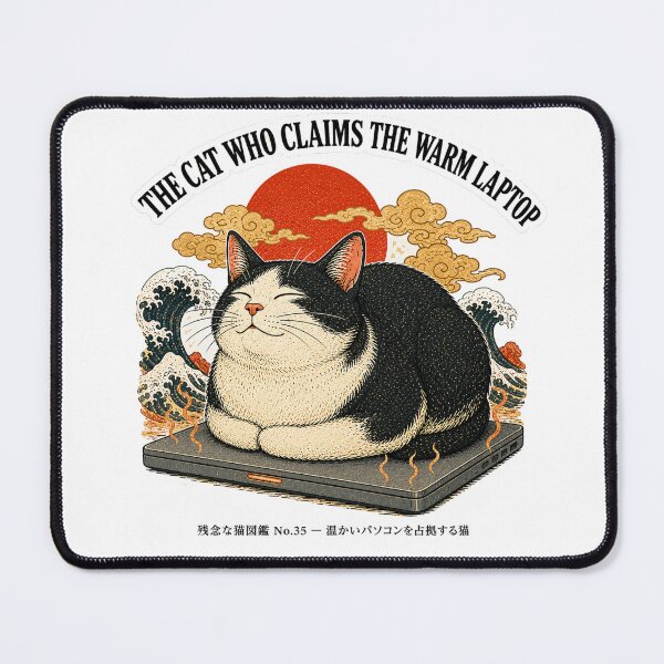 Item preview, The Cat Who Claims the Warm Laptop — Funny WFH Cat Tee designed and sold by nurusubetei.