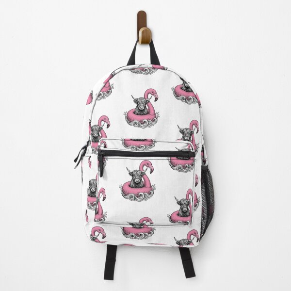 Item preview, Highland Cow Riding a Pink Flamingo Float | Funny Summer Farm Animal Art designed and sold by SOUFIANE1991.