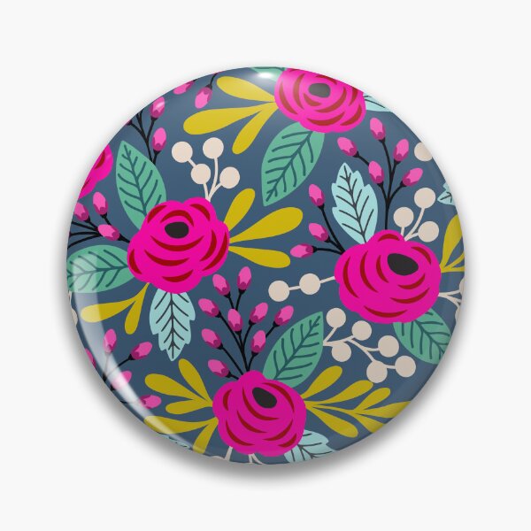 Item preview, Bold boho blooms floral pattern on blue designed and sold by Jennifer Ladd.
