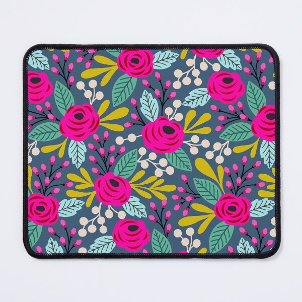 Item preview, Bold boho blooms floral pattern on blue designed and sold by Jennifer Ladd.