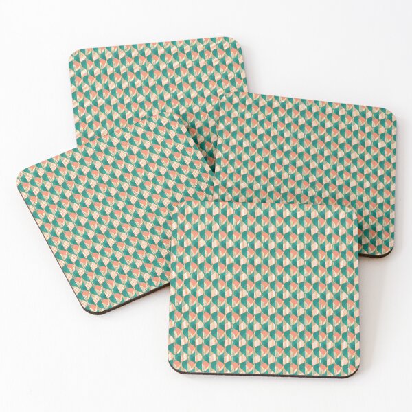 Item preview, Retro Emerald and Coral Geometric Abstract Pattern designed and sold by zenjiinspired.