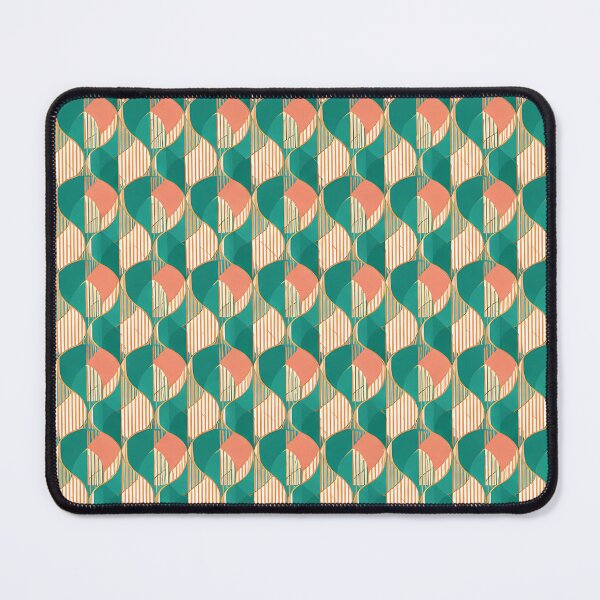 Item preview, Retro Emerald and Coral Geometric Abstract Pattern designed and sold by zenjiinspired.