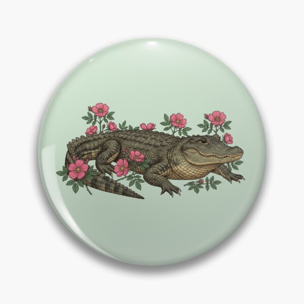 Item preview, American Alligator with Wild Pink Blooms  designed and sold by BirdsnStuff.