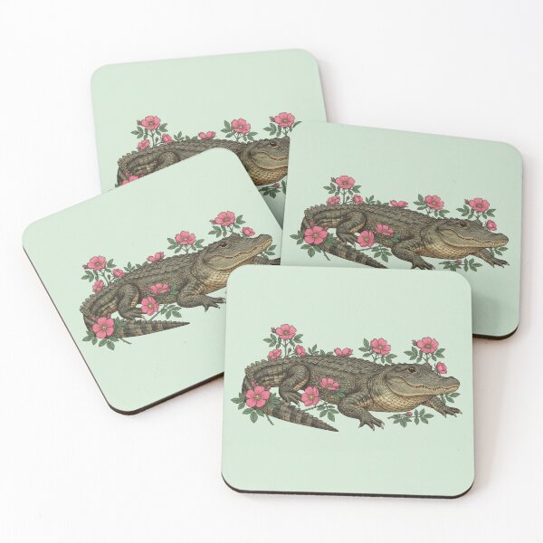 Item preview, American Alligator with Wild Pink Blooms  designed and sold by BirdsnStuff.