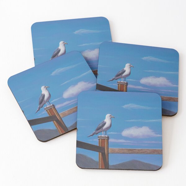 Item preview, Seagull on a Wooden Fence, Coastal Bird Art designed and sold by HaedamArt.
