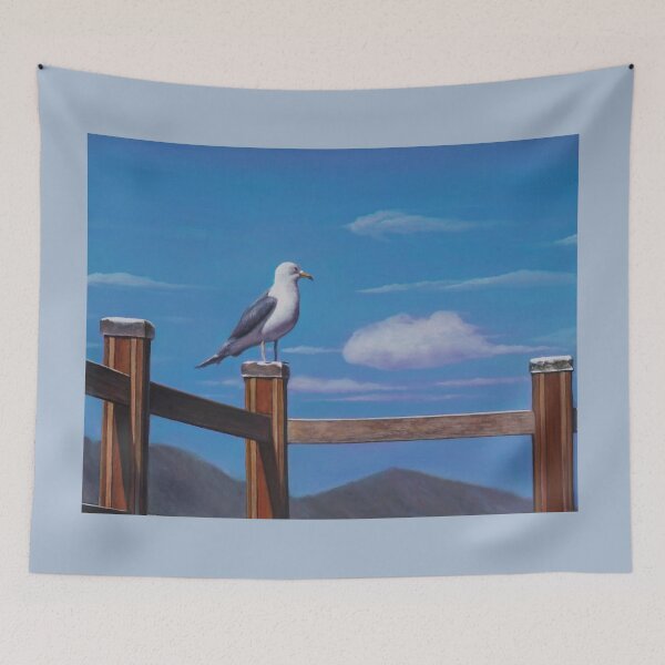 Item preview, Seagull on a Wooden Fence, Coastal Bird Art designed and sold by HaedamArt.