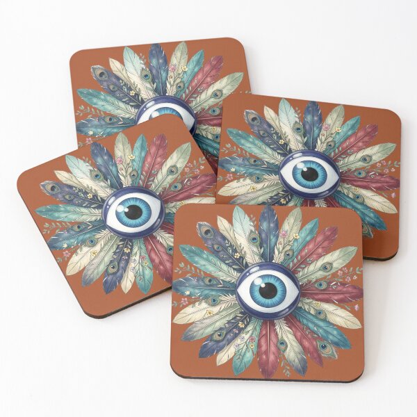 Item preview, Boho Evil Eye Feather Wreath designed and sold by TheUnveiledEye.