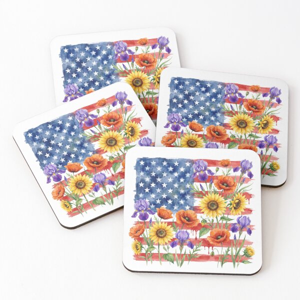 Item preview, Sunflower American Flag Floral Patriotic USA Design designed and sold by LiveLearnCreate.