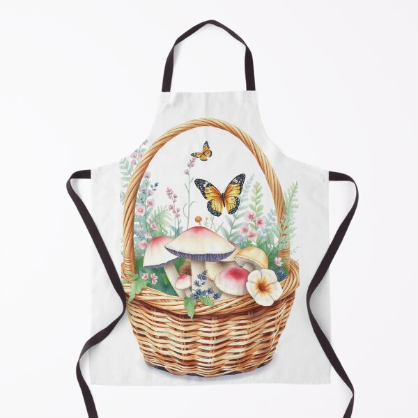 Item preview, Watercolor Mushroom and Meadow Flower Basket Art designed and sold by Jade Ado.
