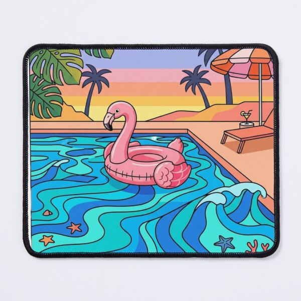 Item preview, Retro Summer Poolside Canvas – Vibrant Pop Art Landscape designed and sold by Fatomfatom.