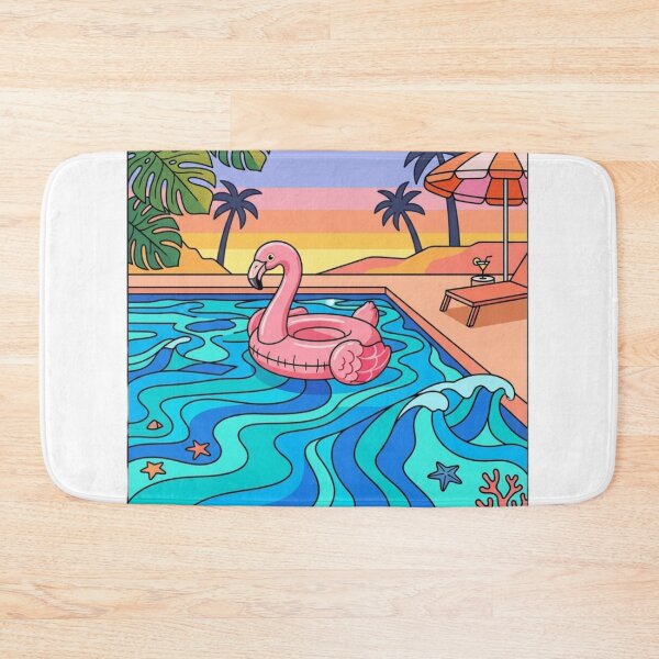 Item preview, Retro Summer Poolside Canvas – Vibrant Pop Art Landscape designed and sold by Fatomfatom.