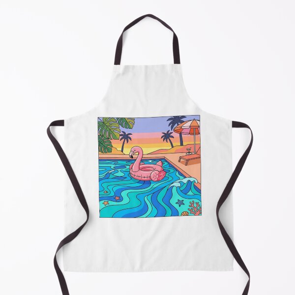 Item preview, Retro Summer Poolside Canvas – Vibrant Pop Art Landscape designed and sold by Fatomfatom.