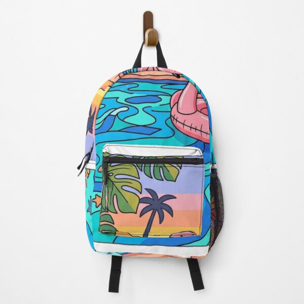 Item preview, Retro Summer Poolside Canvas – Vibrant Pop Art Landscape designed and sold by Fatomfatom.