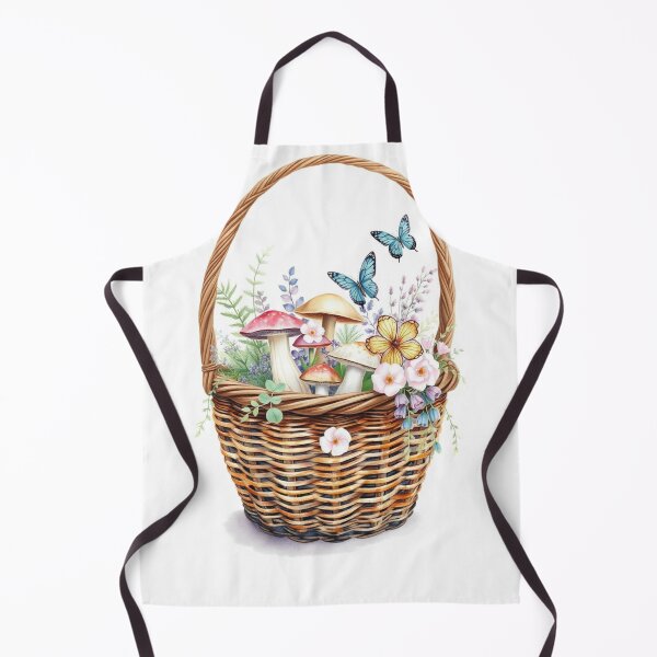 Item preview, Watercolor Woodland Mushroom and Floral Basket Art designed and sold by Jade Ado.