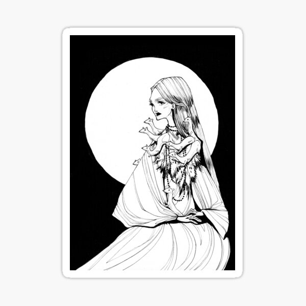 Lady with Ferrets Sticker