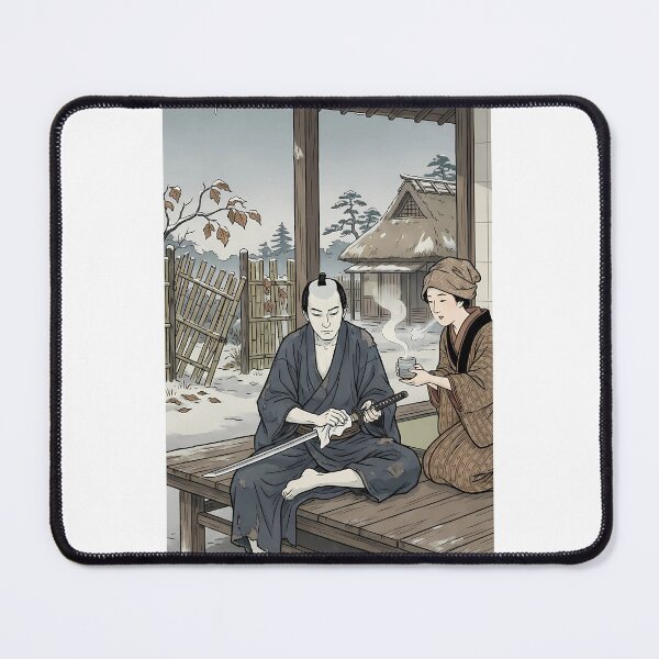 Item preview, Samurai Wiping Sword in Snowy Winter - Traditional Japanese Ukiyo-e Art designed and sold by TokyoUkiyoHouse.