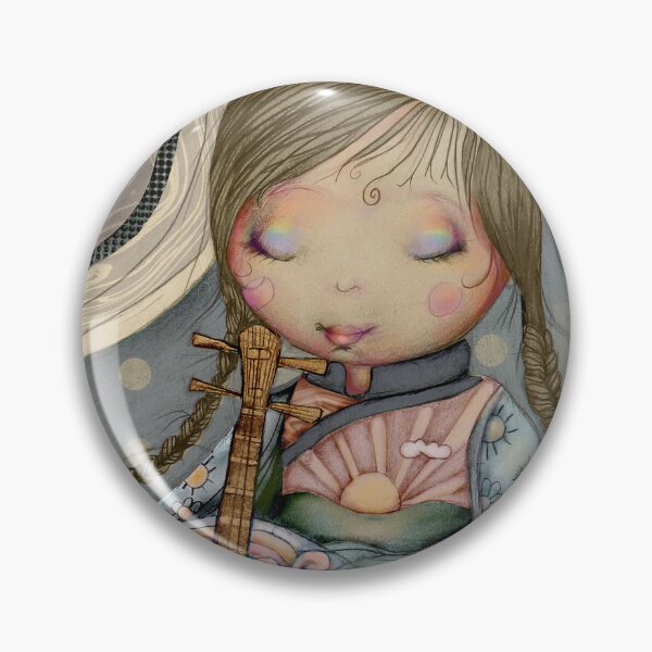 Item preview, Oriental Chinese Guitar Girl with Yuequin Mandolin designed and sold by Karin Taylor.