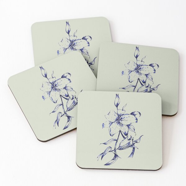 Item preview, Vintage Blue Ink Lily Botanical Illustration designed and sold by ArtistsAtticWI.