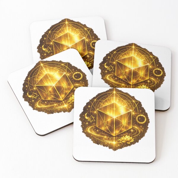 Item preview, Golden Sacred Cube — Ultra Premium Radiant Geometry Art designed and sold by InfiniteArchive.
