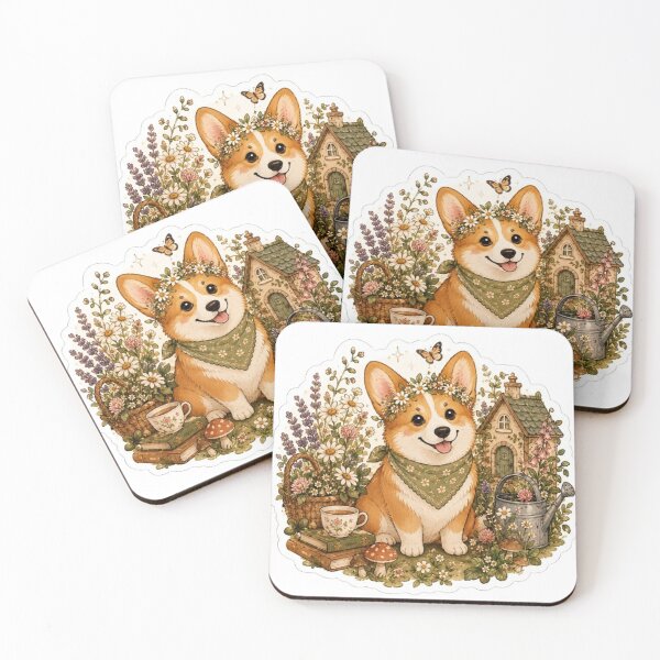Item preview, Cozy Cottage Corgi Among Wildflowers designed and sold by jteart.