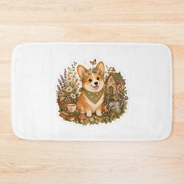 Item preview, Cozy Cottage Corgi Among Wildflowers designed and sold by jteart.