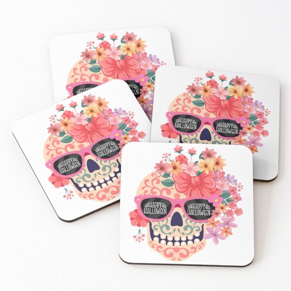 Item preview, Floral Halloween Sugar Skull - Cute Candy Skull with Sunglasses  designed and sold by VibranPalette.