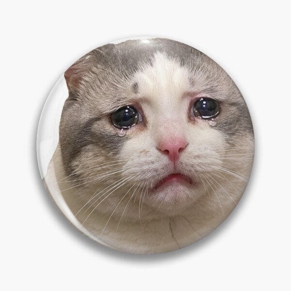 Item preview, Crying Cat Funny Sad Meme Sticker Cute Kitten designed and sold by MoodyMeows.