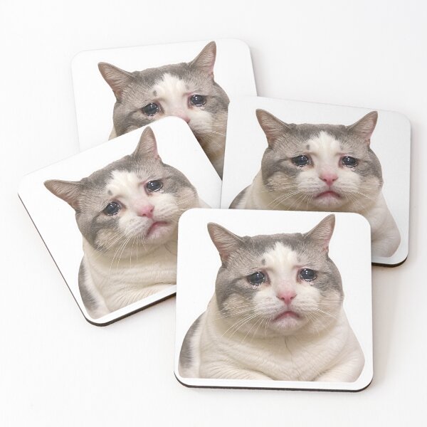 Item preview, Crying Cat Funny Sad Meme Sticker Cute Kitten designed and sold by MoodyMeows.