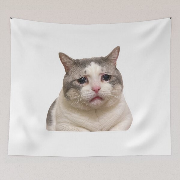 Item preview, Crying Cat Funny Sad Meme Sticker Cute Kitten designed and sold by MoodyMeows.