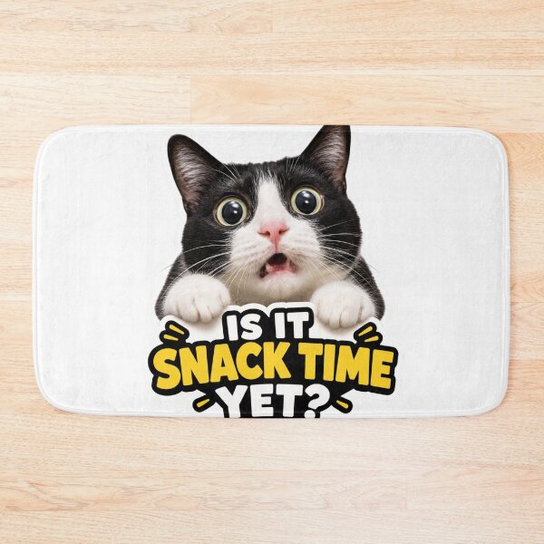 Item preview, Is It Snack Time Yet Funny Shocked Cat Meme designed and sold by MoodyMeows.