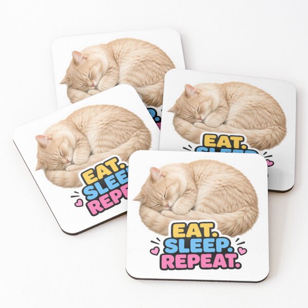 Item preview, Eat Sleep Repeat Funny Cute Lazy Cat Meme designed and sold by MoodyMeows.