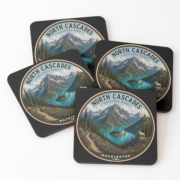 Aperçu de l'œuvre Autocollant du parc national des North Cascades | Badge de zone sauvage de l'État de Washington créée et vendue par Swanny's Custom T-shirt and Gift Designs.