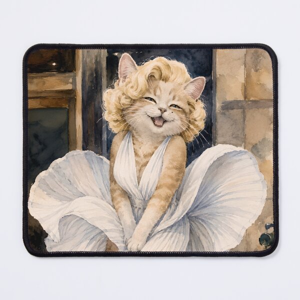 Item preview, Meowrilyn Monroe | Vintage Hollywood Cat Watercolor designed and sold by Stubblejumper Artworks.