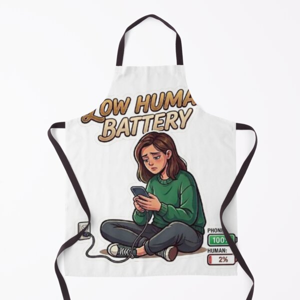 Item preview, Low Human Battery Tired Girl Phone Charging Illustration designed and sold by Northern Glow Art.