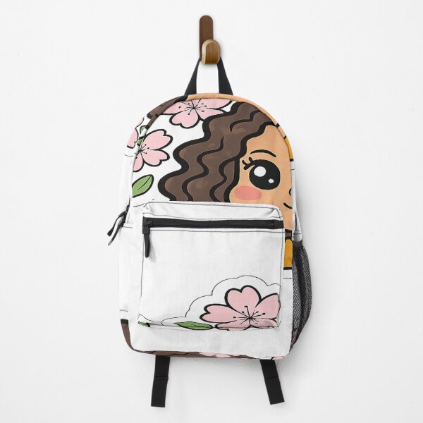 Item preview, Sweet Kawaii Curly Girl Surrounded by Pink Blossoms | Cute Floral Art designed and sold by FernandsOficial.