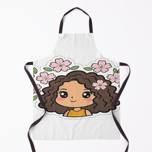Item preview, Sweet Kawaii Curly Girl Surrounded by Pink Blossoms | Cute Floral Art designed and sold by FernandsOficial.