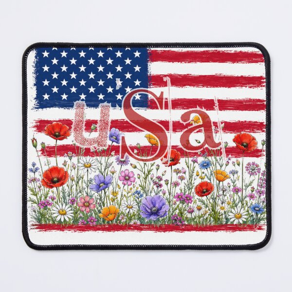 Item preview, Distressed American Flag with daisies designed and sold by Bluebird Crafted Tee.
